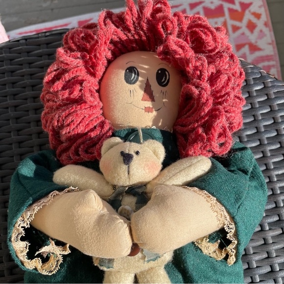 Vintage Country Style Rag Doll and Teddy Bear - Picture 5 of 12